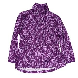 Gaiam Windbreaker Jacket Women Large Purple Excellent Zip Up Geometric Print